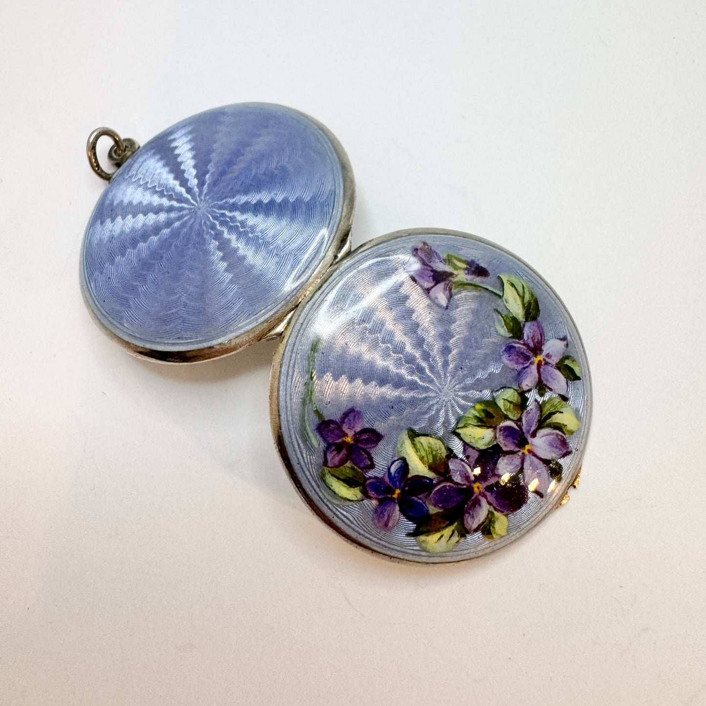 Early 1900s. Sterling Silver Enamel Locket Pendant.