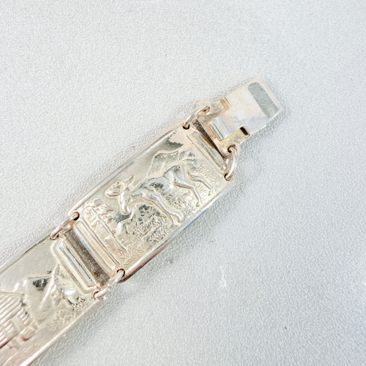 Norway ca 1950s. Vintage Solid Silver Panel Bracelet.