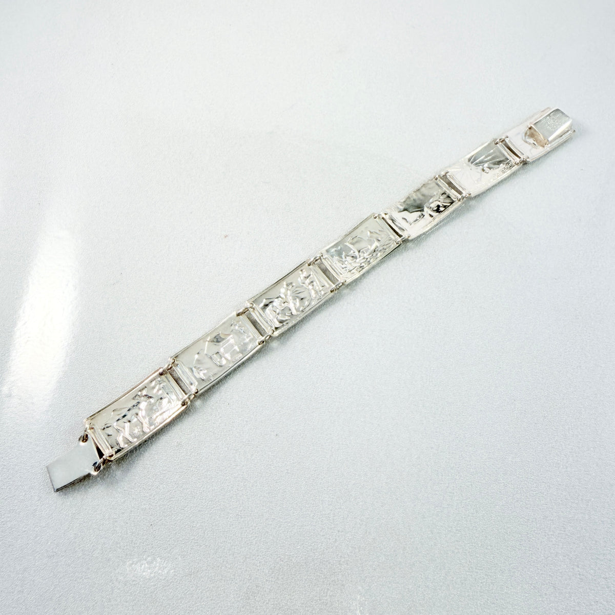 Norway ca 1950s. Vintage Solid Silver Panel Bracelet.