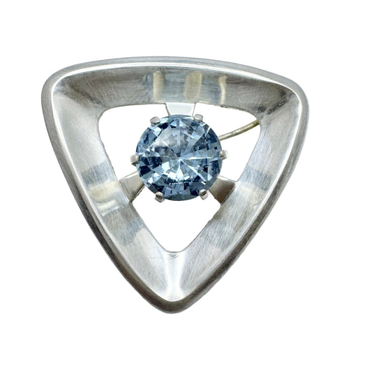 Finland ca 1960s. Vintage Solid Silver Blue Synthetic Spinel Brooch.