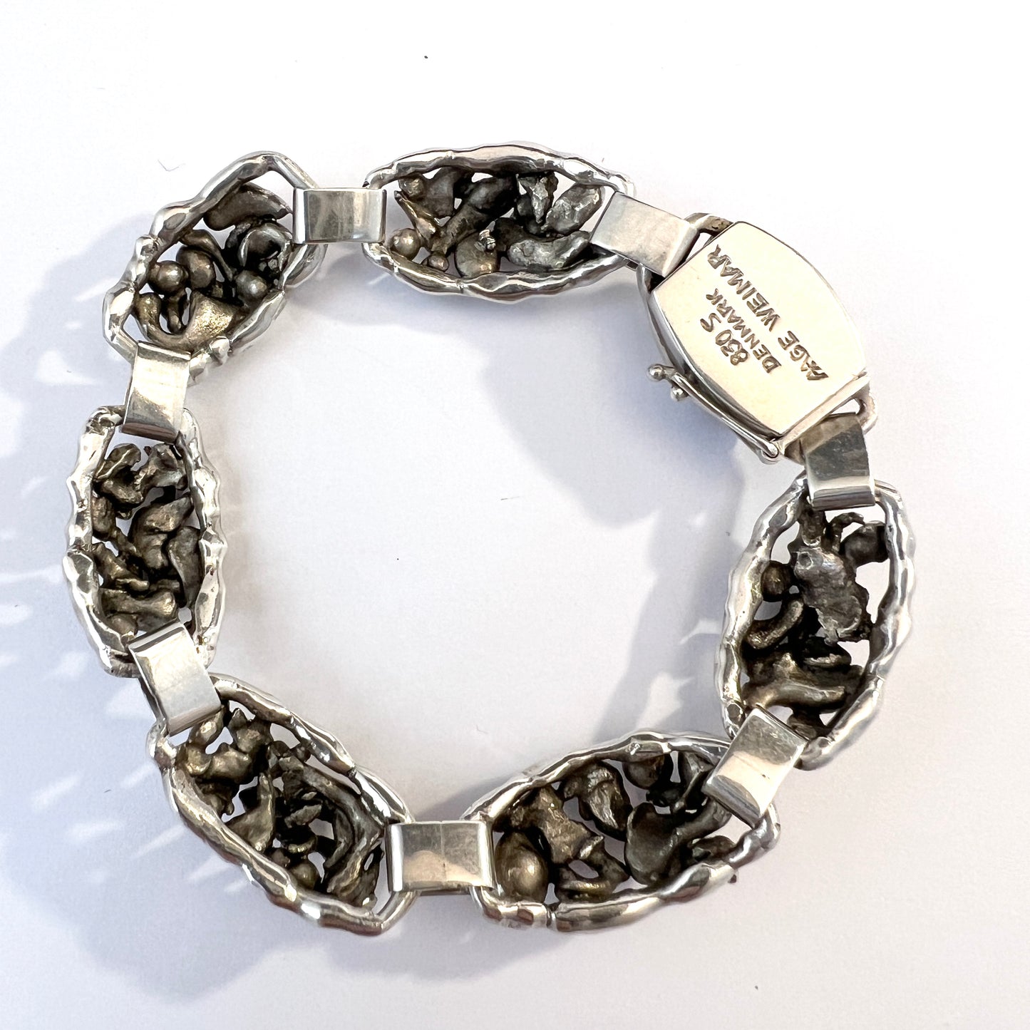 Aage Weimar, Copenhagen Denmark 1940-50s Solid Silver Bracelet.