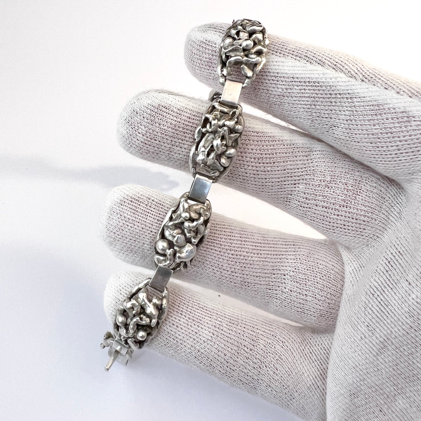 Aage Weimar, Copenhagen Denmark 1940-50s Solid Silver Bracelet.