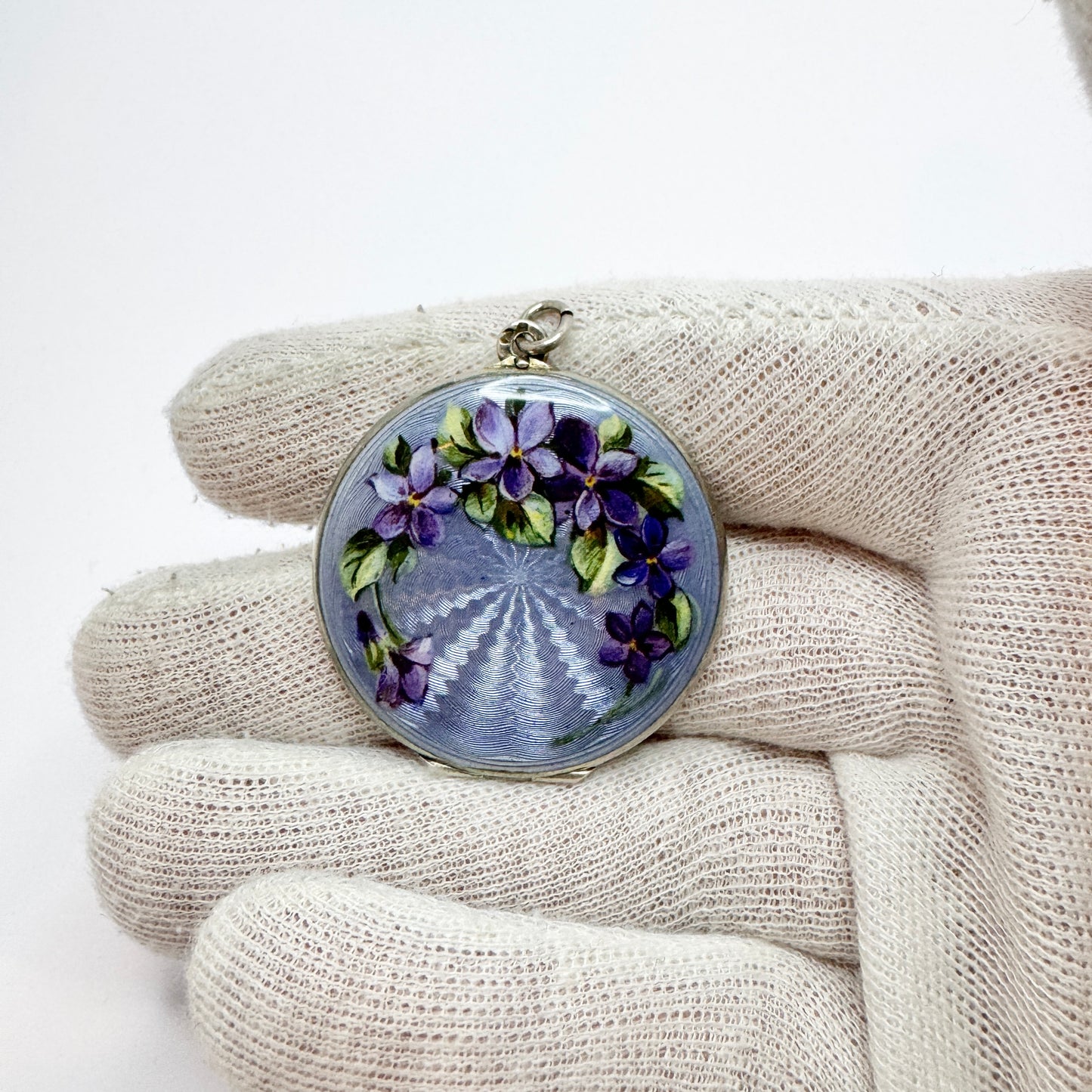 Early 1900s. Sterling Silver Enamel Locket Pendant.