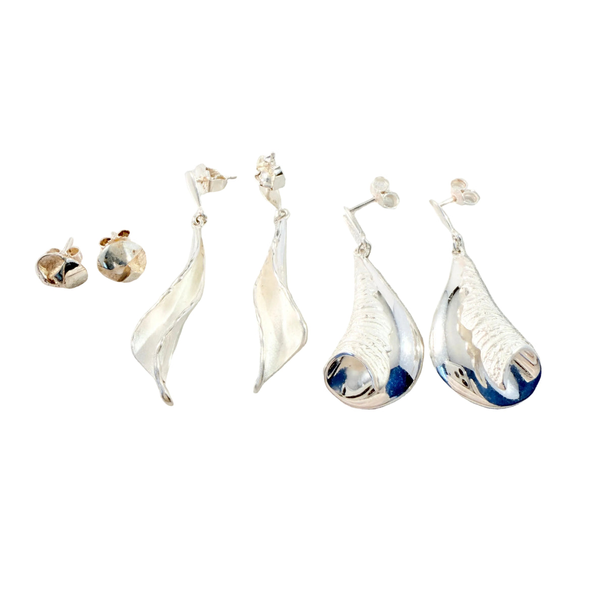 Scandinavian Design. 3 Pair of Earrings in Sterling Silver.