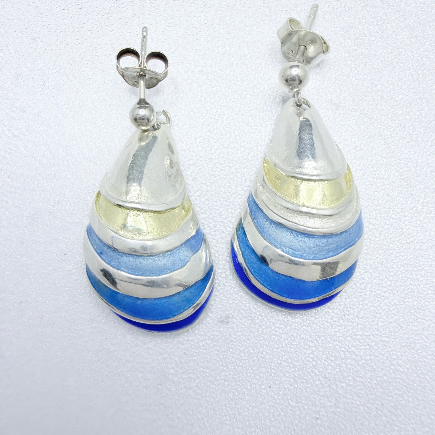 Birgitta Holmgren, Sweden 1996. Vintage Sterling Silver Enamel Earrings.