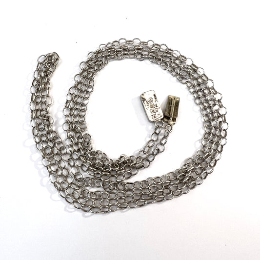 Gustaf W Nordström, Sweden 1824-74. Antique Solid Silver Longuard Chain Necklace.