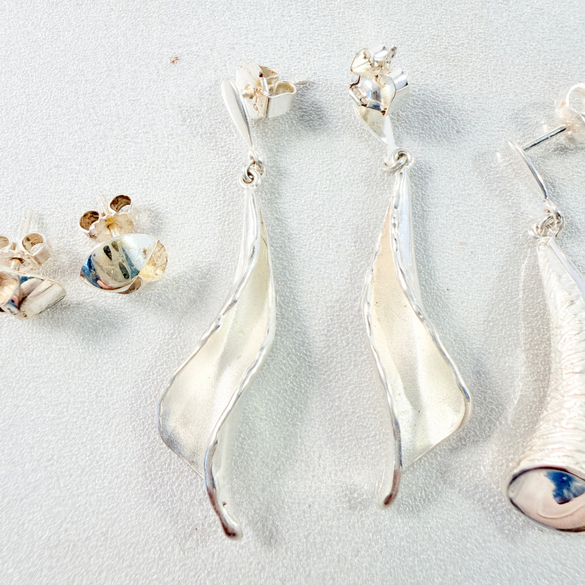 Scandinavian Design. 3 Pair of Earrings in Sterling Silver.