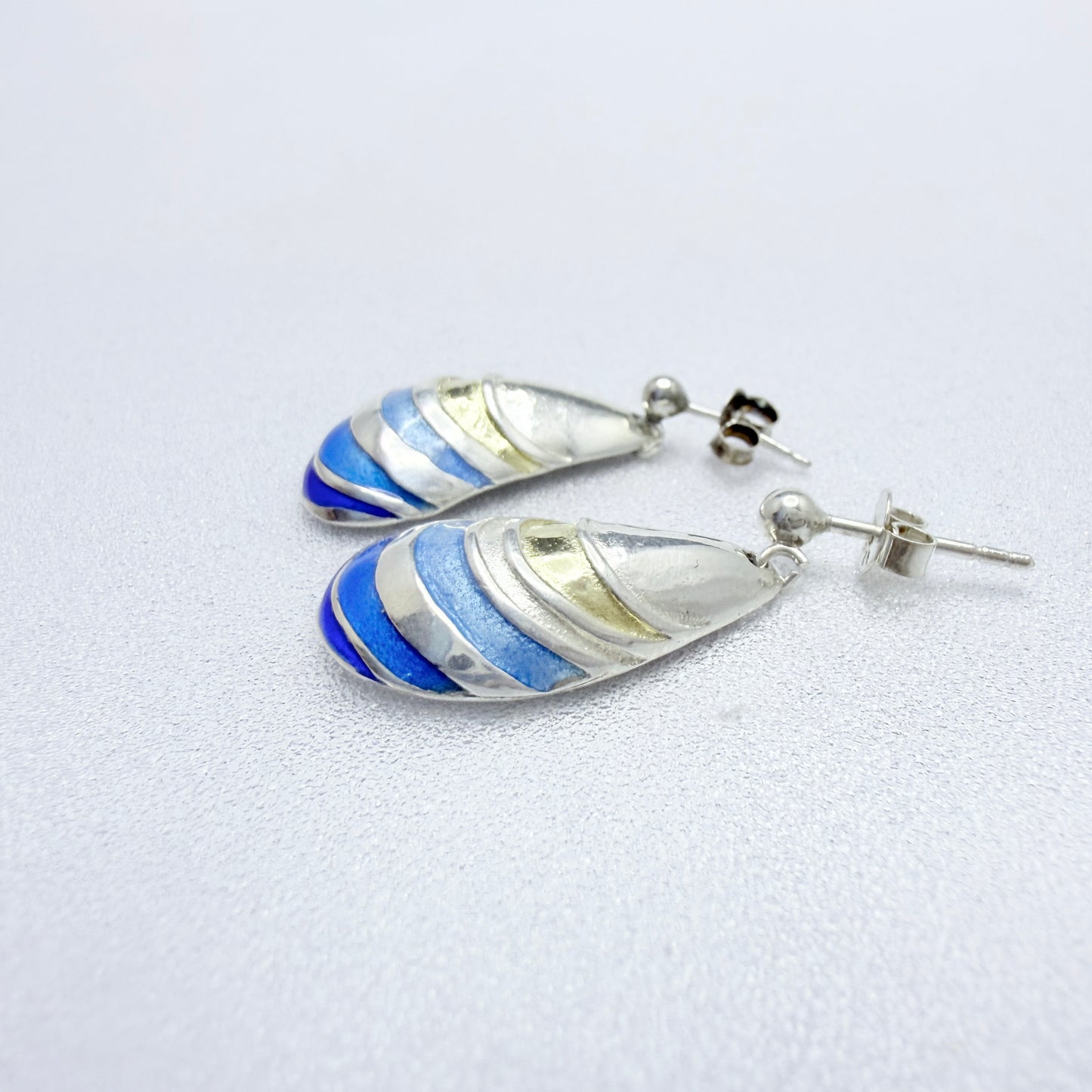 Birgitta Holmgren, Sweden 1996. Vintage Sterling Silver Enamel Earrings.