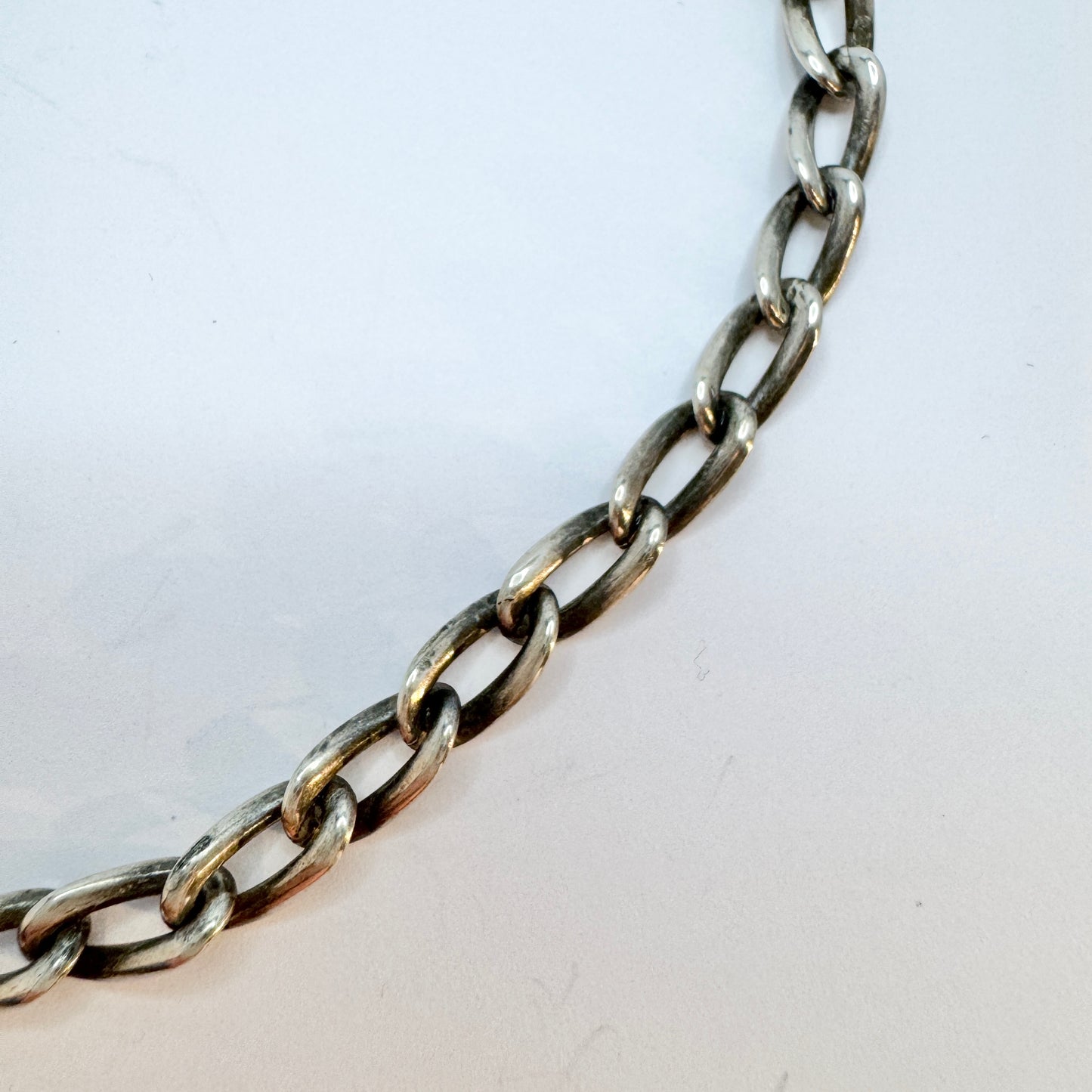 Solid Silver Watch Chain. Fob Pendant Hallmarked William Adams Ltd 1928.