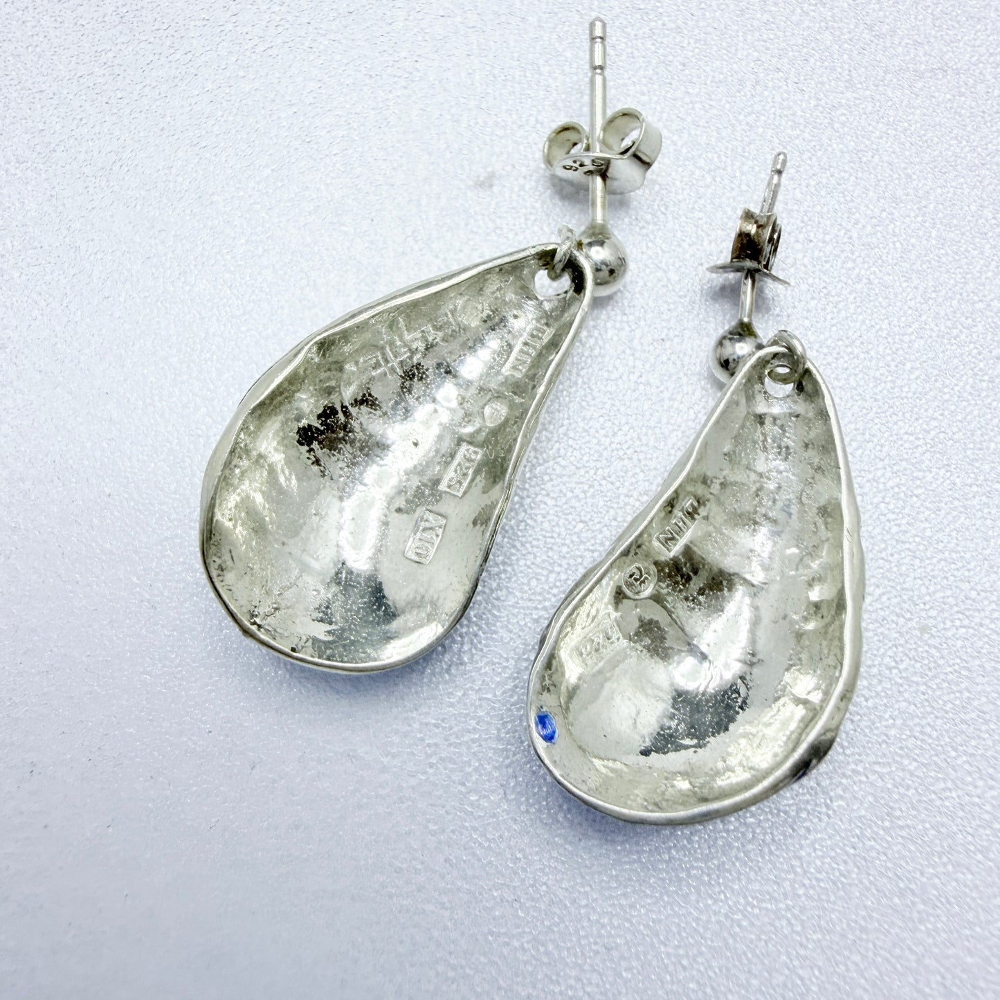 Birgitta Holmgren, Sweden 1996. Vintage Sterling Silver Enamel Earrings.