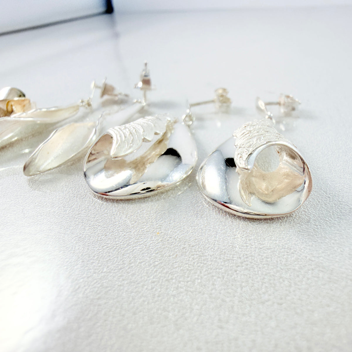 Scandinavian Design. 3 Pair of Earrings in Sterling Silver.
