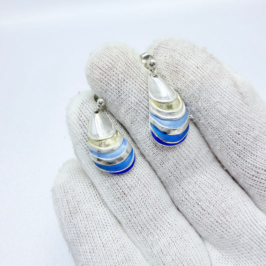 Birgitta Holmgren, Sweden 1996. Vintage Sterling Silver Enamel Earrings.