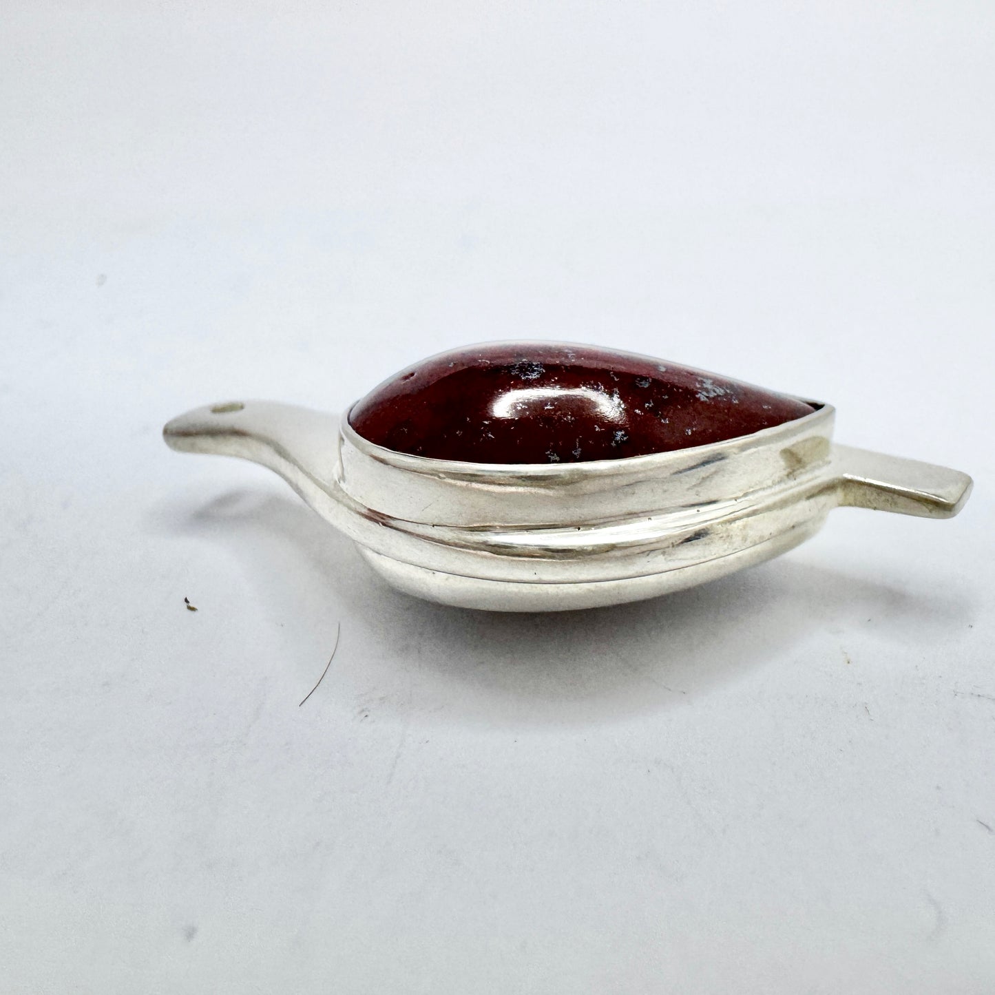 JAN, Finland. Vintage Sterling Silver Double Hardstone Ptarmigan Pendant.