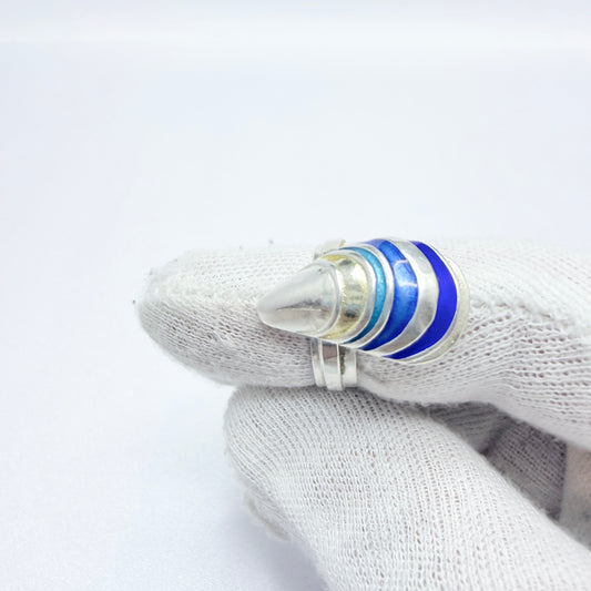 Birgitta Holmgren, Sweden 1996. Vintage Sterling Silver Enamel Ring.