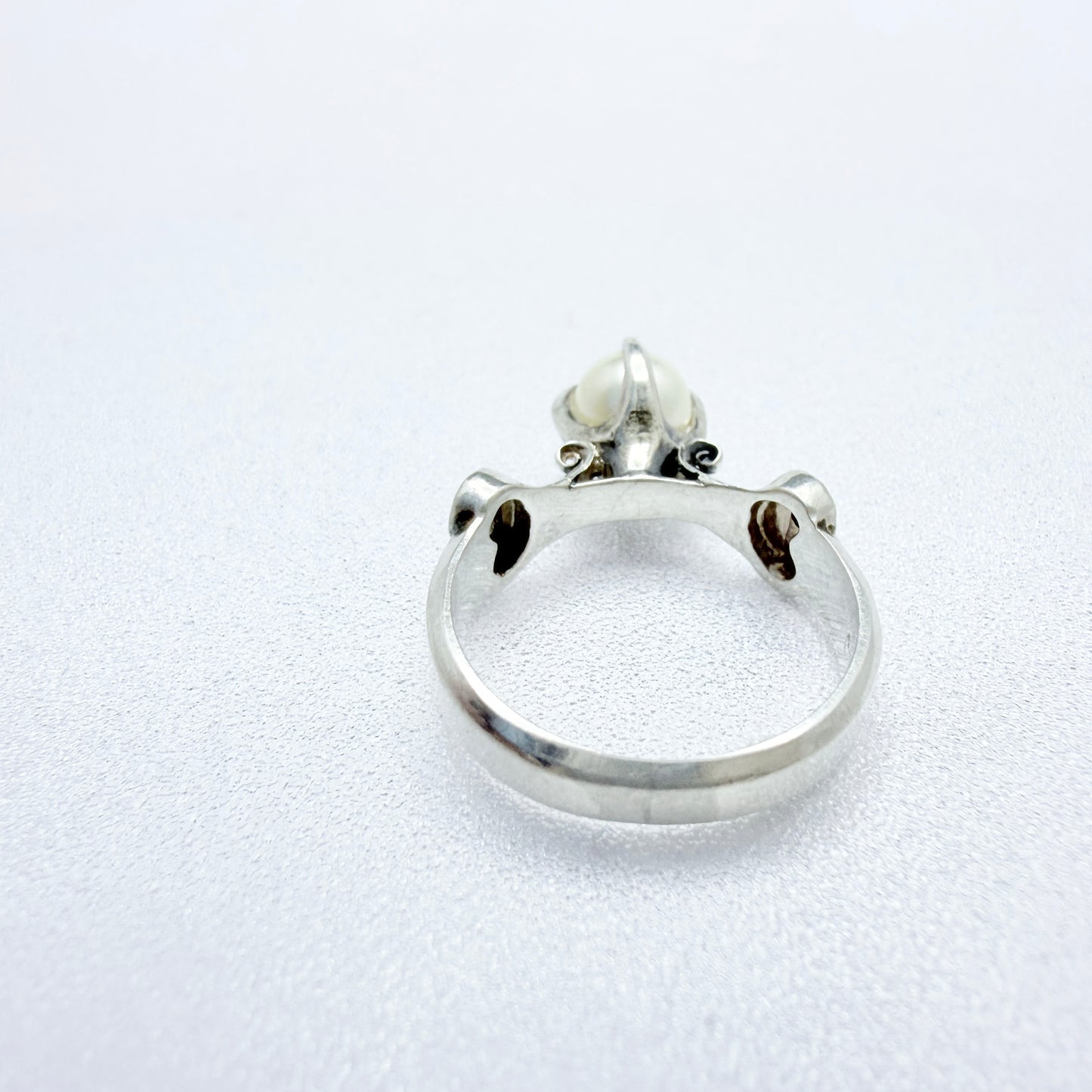 Bengt Hallberg, Sweden Vintage Sterling Pearl Viking Copy Ring