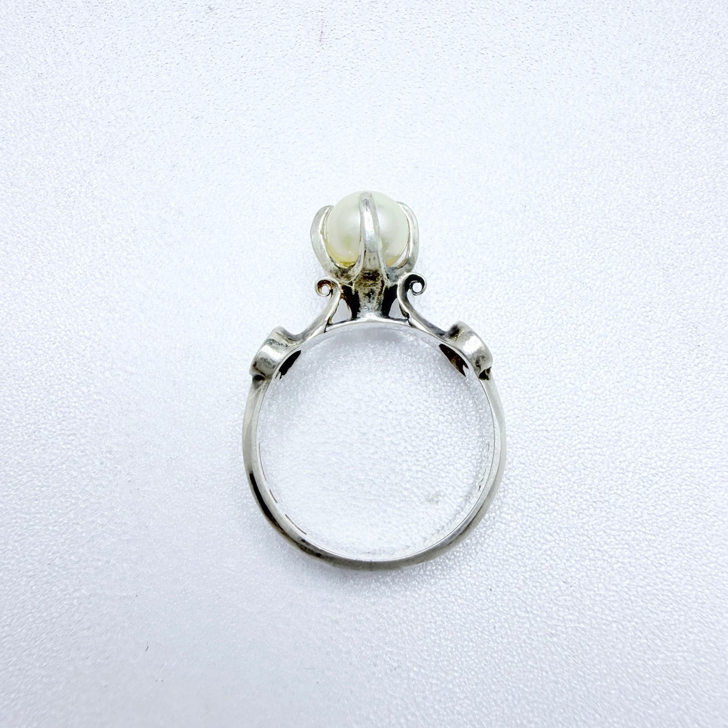 Bengt Hallberg, Sweden Vintage Sterling Pearl Viking Copy Ring