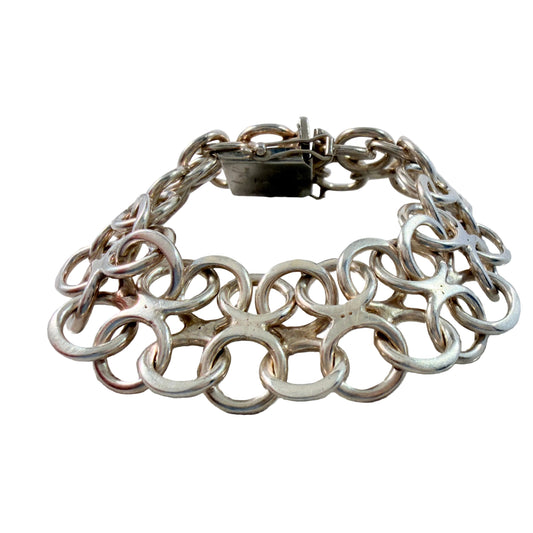 N-E Södermark, Sweden 1971. Chunky Vintage Sterling Silver Bracelet.