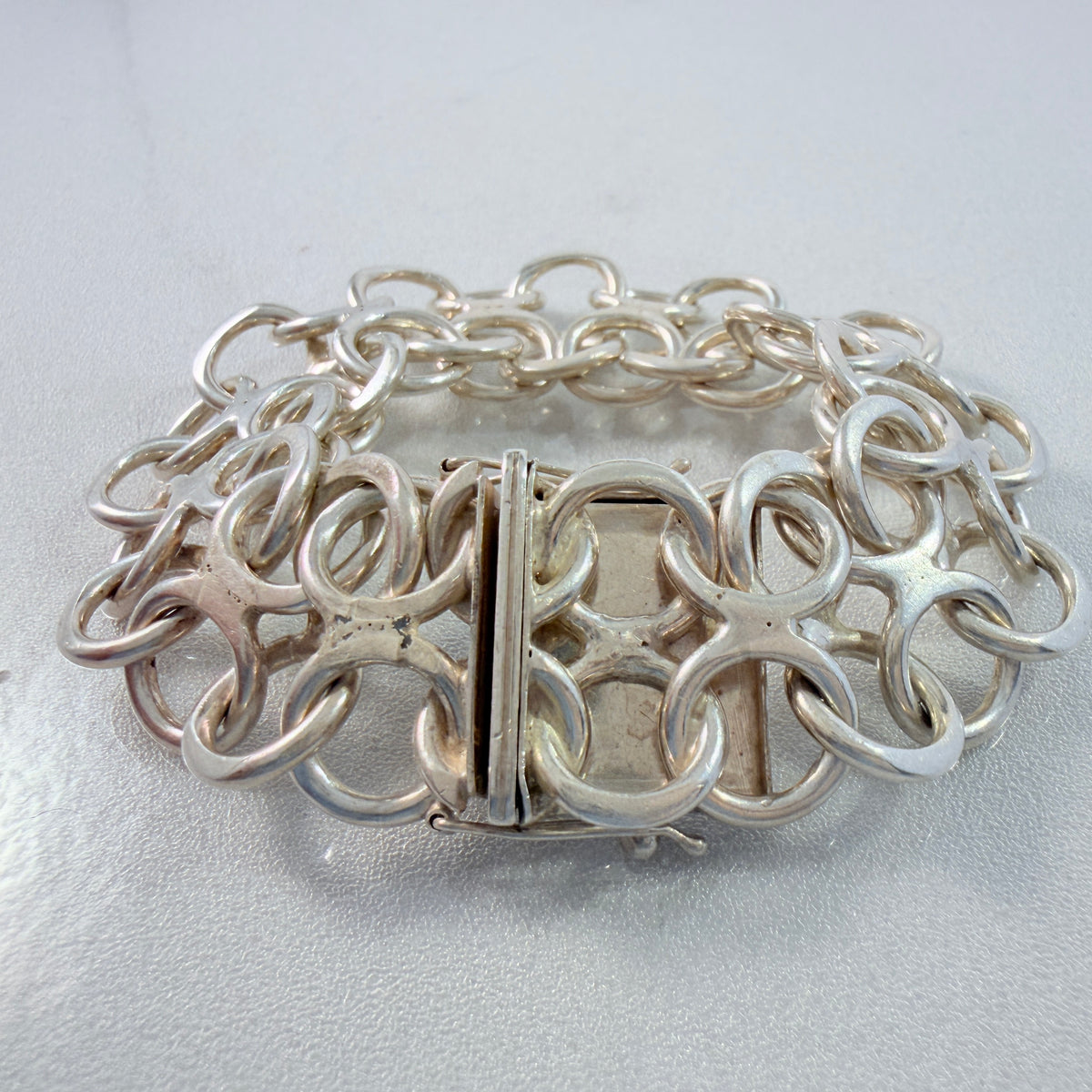 N-E Södermark, Sweden 1971. Chunky Vintage Sterling Silver Bracelet.