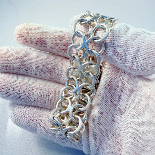 N-E Södermark, Sweden 1971. Chunky Vintage Sterling Silver Bracelet.