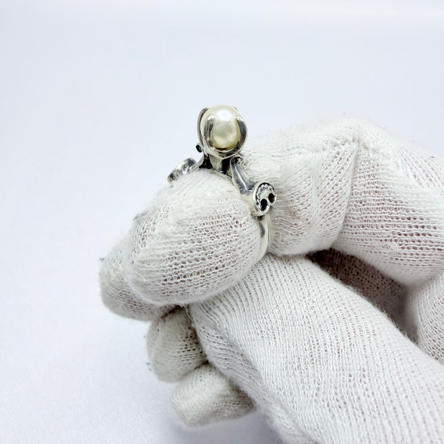 Bengt Hallberg, Sweden Vintage Sterling Pearl Viking Copy Ring