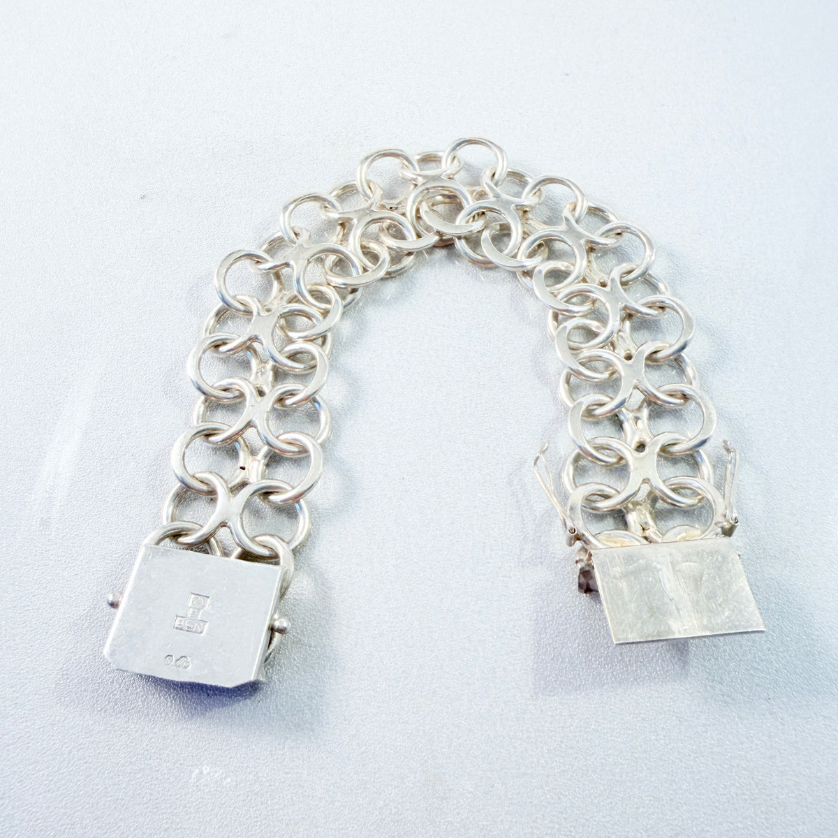N-E Södermark, Sweden 1971. Chunky Vintage Sterling Silver Bracelet.