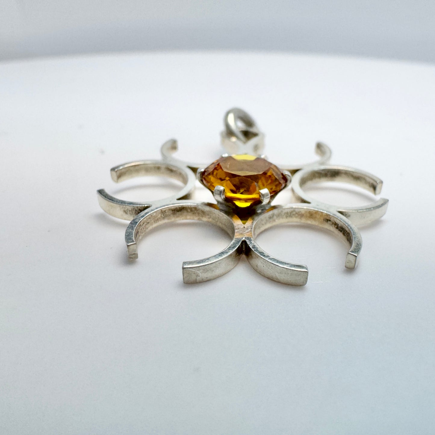 Martti Viikinniemi, Finland 1970s. Solid Silver Synthetic Sapphire Pendant.