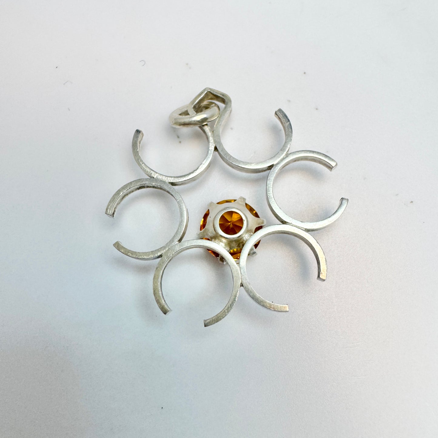 Martti Viikinniemi, Finland 1970s. Solid Silver Synthetic Sapphire Pendant.