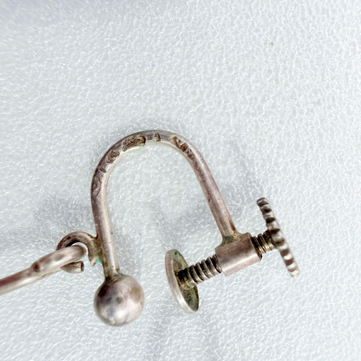 Markströms, Sweden year 1960. Vintage Solid Silver Chrysoprase Earrings.