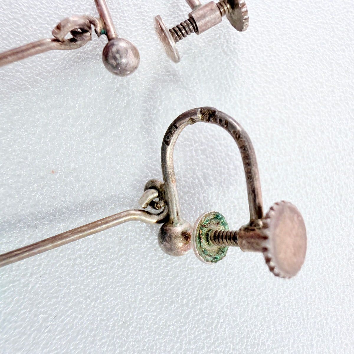 Markströms, Sweden year 1960. Vintage Solid Silver Chrysoprase Earrings.