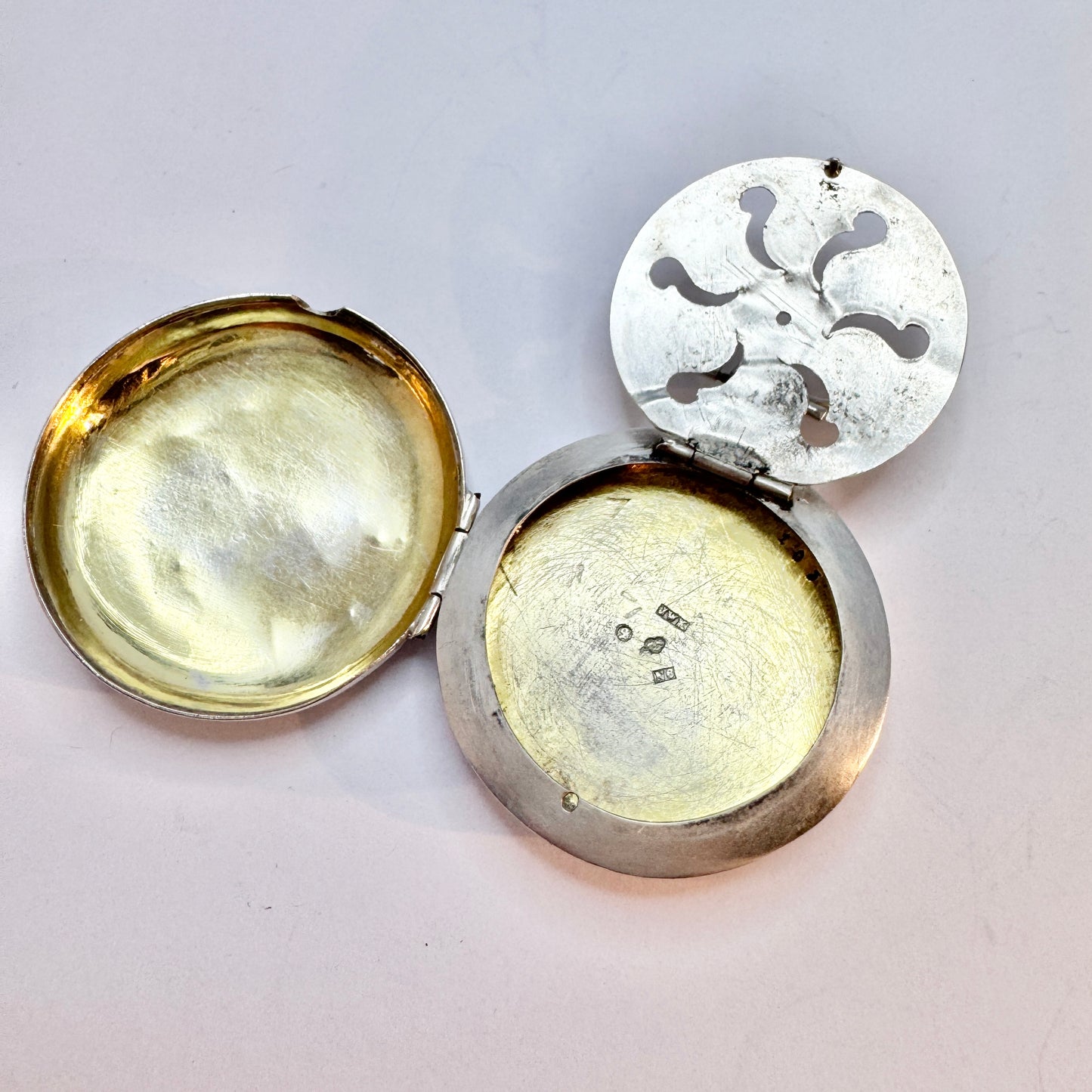 Sweden 1891. Antique Victorian Solid Silver Vinaigrette Locket Pendant.