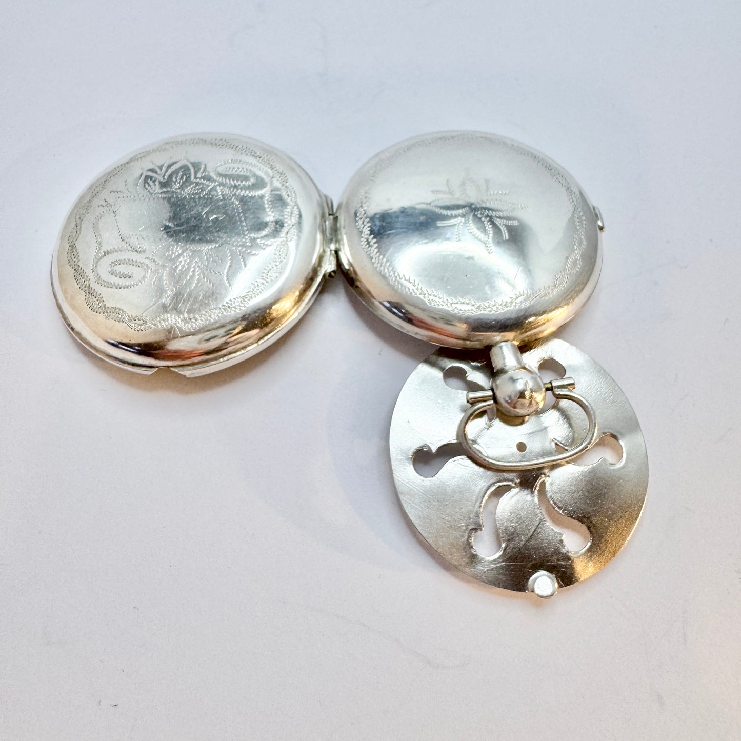 Sweden 1891. Antique Victorian Solid Silver Vinaigrette Locket Pendant.