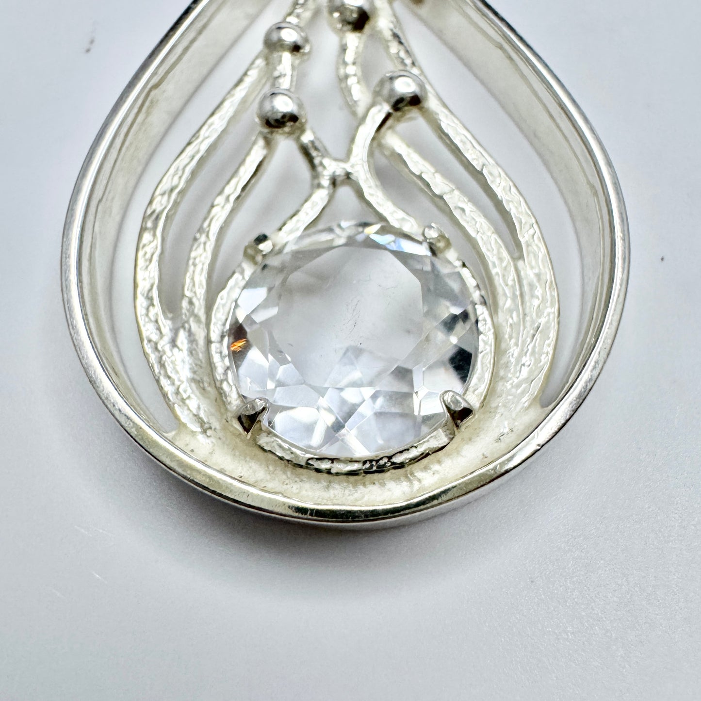 Victor Janson, Sweden. Vintage Sterling Silver Rock Crystal Pendant.