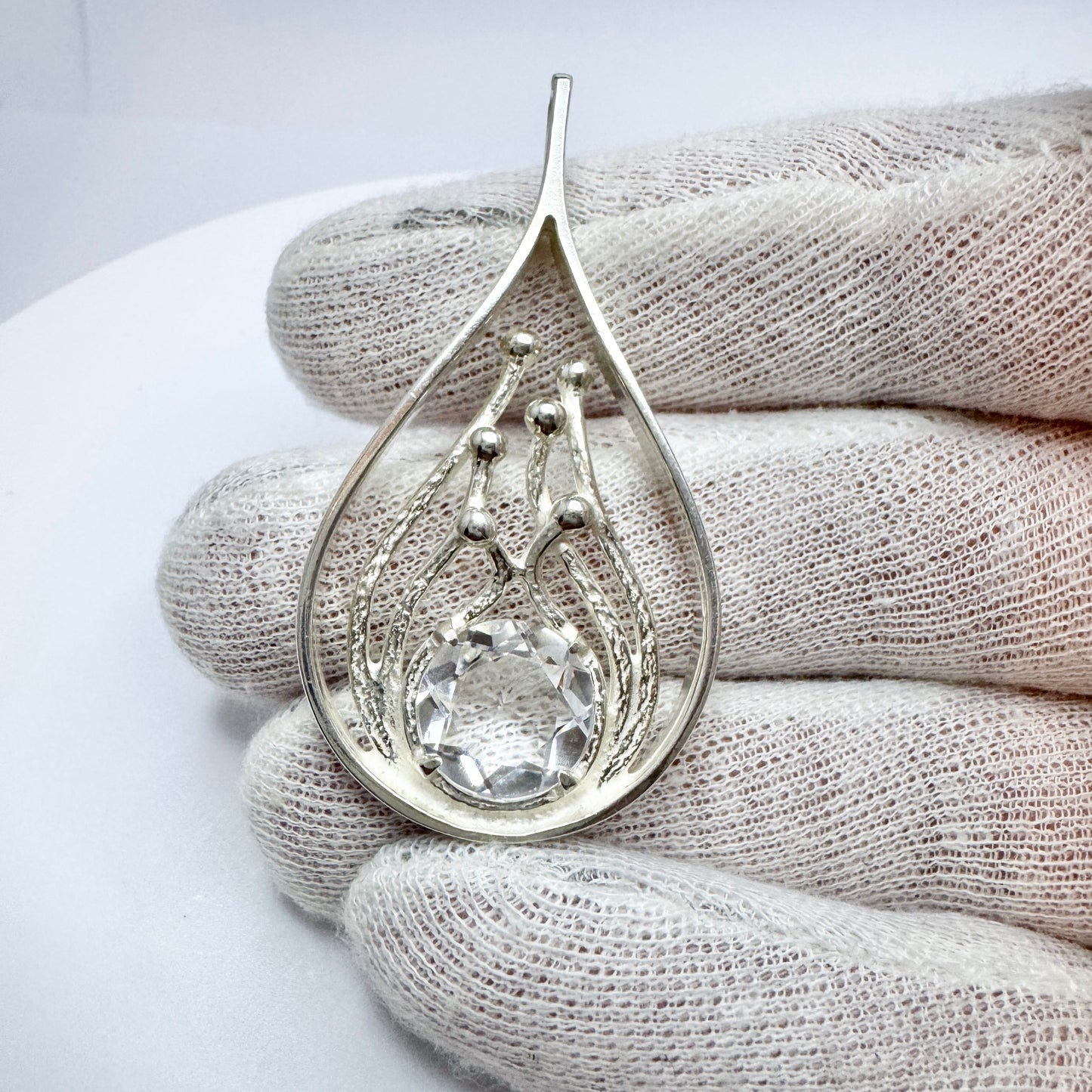 Victor Janson, Sweden. Vintage Sterling Silver Rock Crystal Pendant.