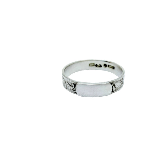 Ekström & Blohm, Sweden 1936. Vintage Men's Solid Silver Band Monogram Signet Ring with Unengraved Table