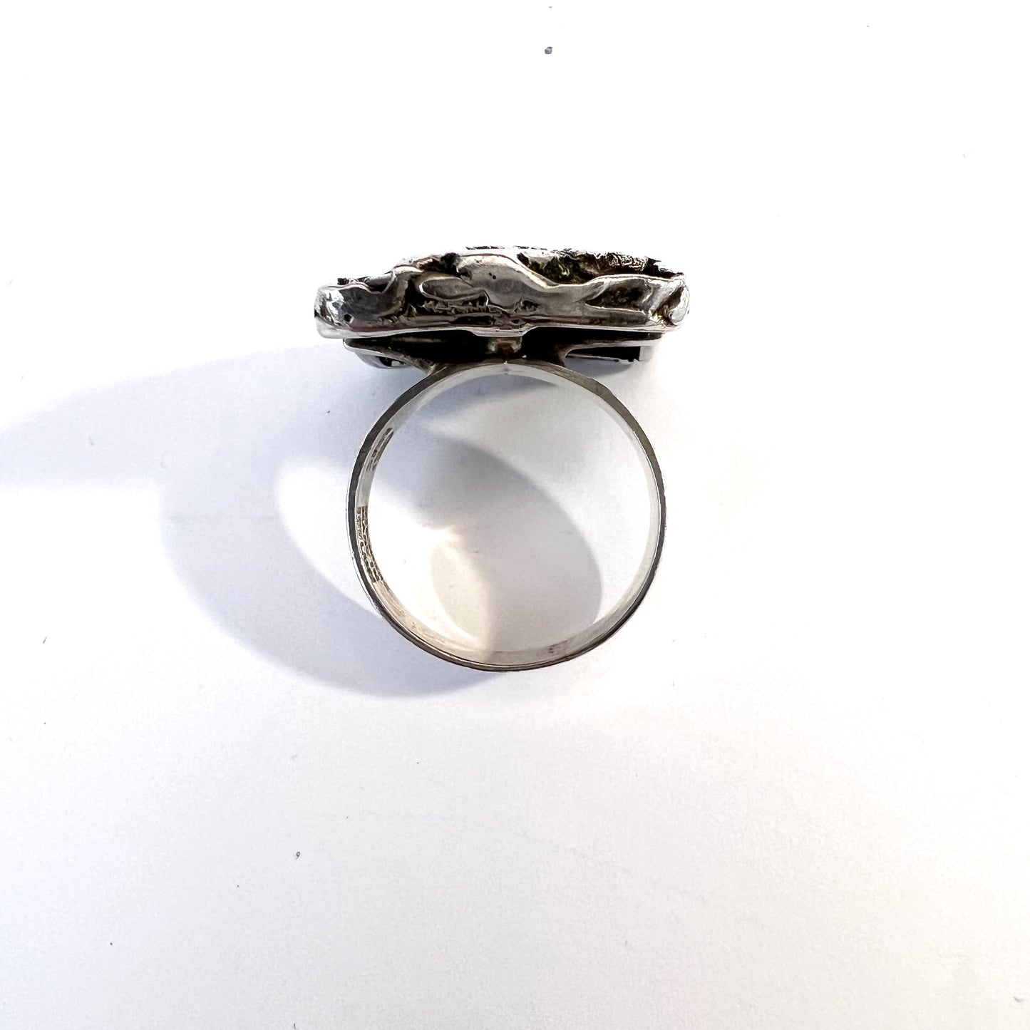 Iceland, Vintage 1970s. Modernist Solid Silver Ring. Maker's Mark.