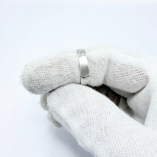 Ekström & Blohm, Sweden 1936. Vintage Men's Solid Silver Band Monogram Signet Ring with Unengraved Table
