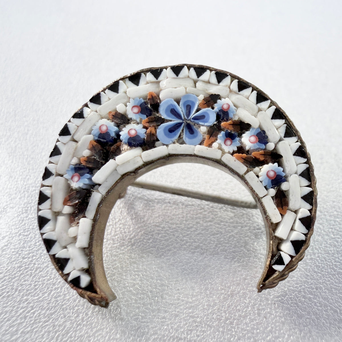 Italy 1940-50s. Two Vintage Micro Mosaic Brooches.