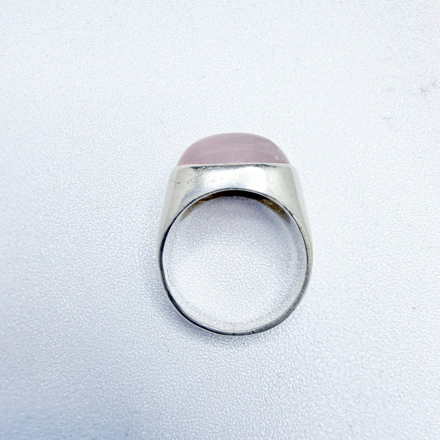 Vintage c 1960. Solid SIlver Rose Quartz Ring.