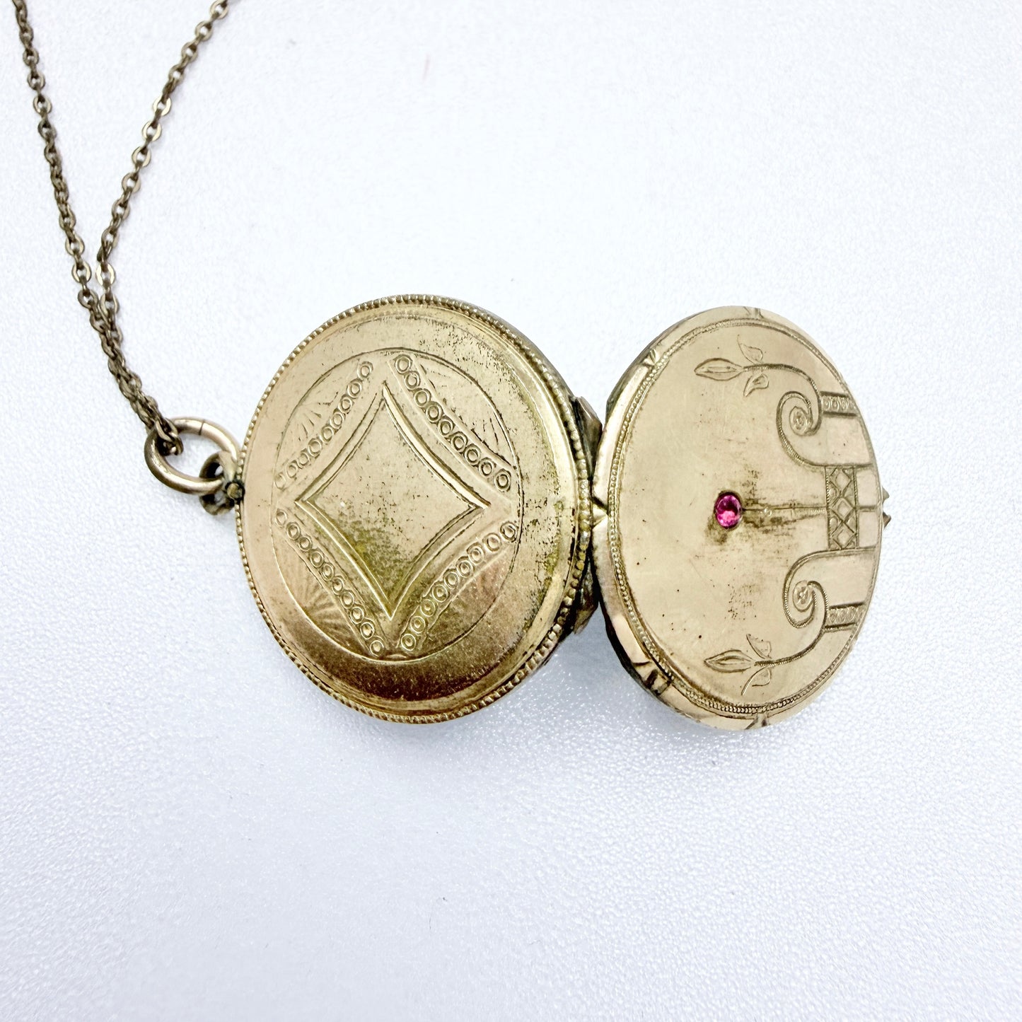 Antique Art Nouveau Gilt Metal Locket Pendant.