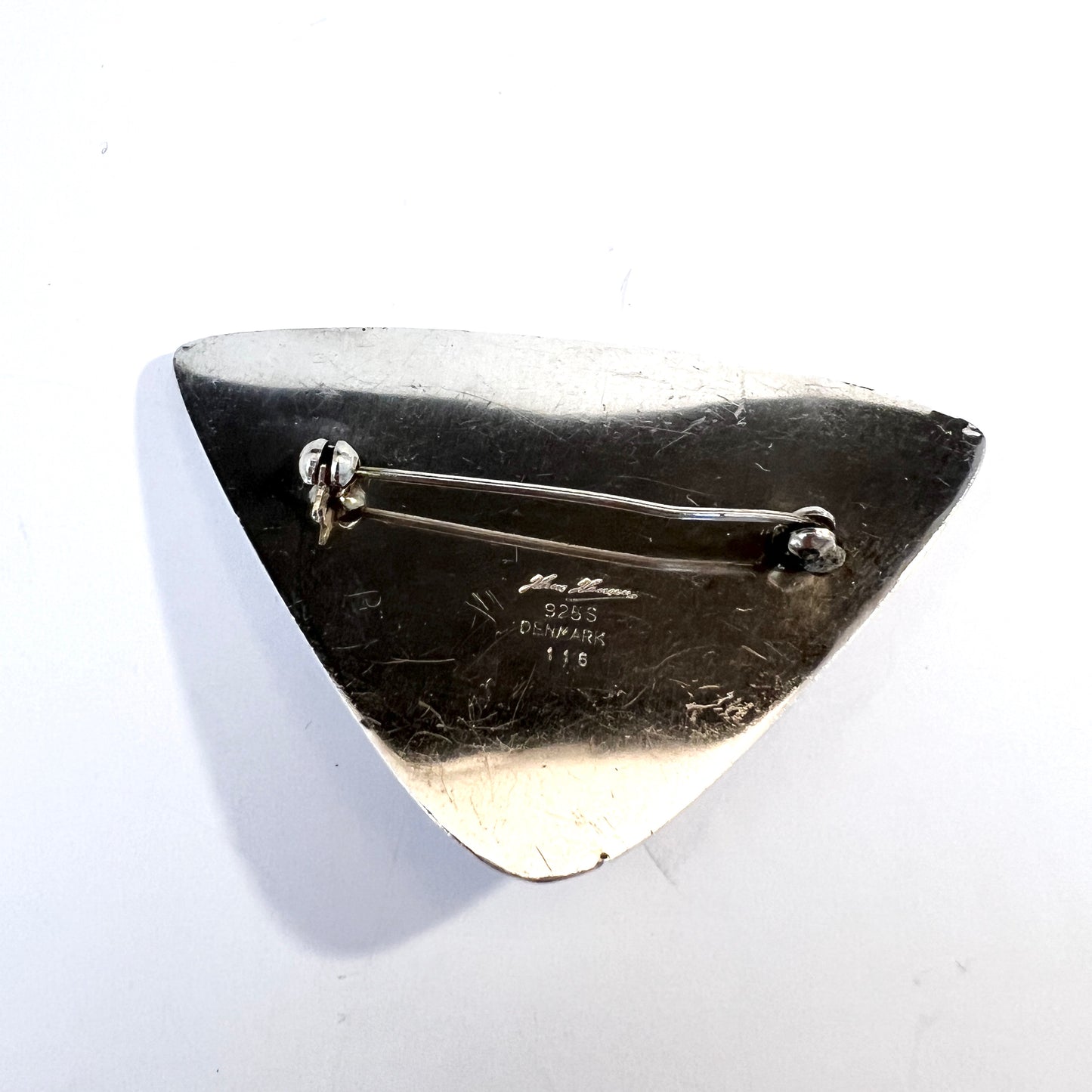 Hans Hansen, Denmark 1960s. Large Modernist Sterling Silver Brooch. Design 118.