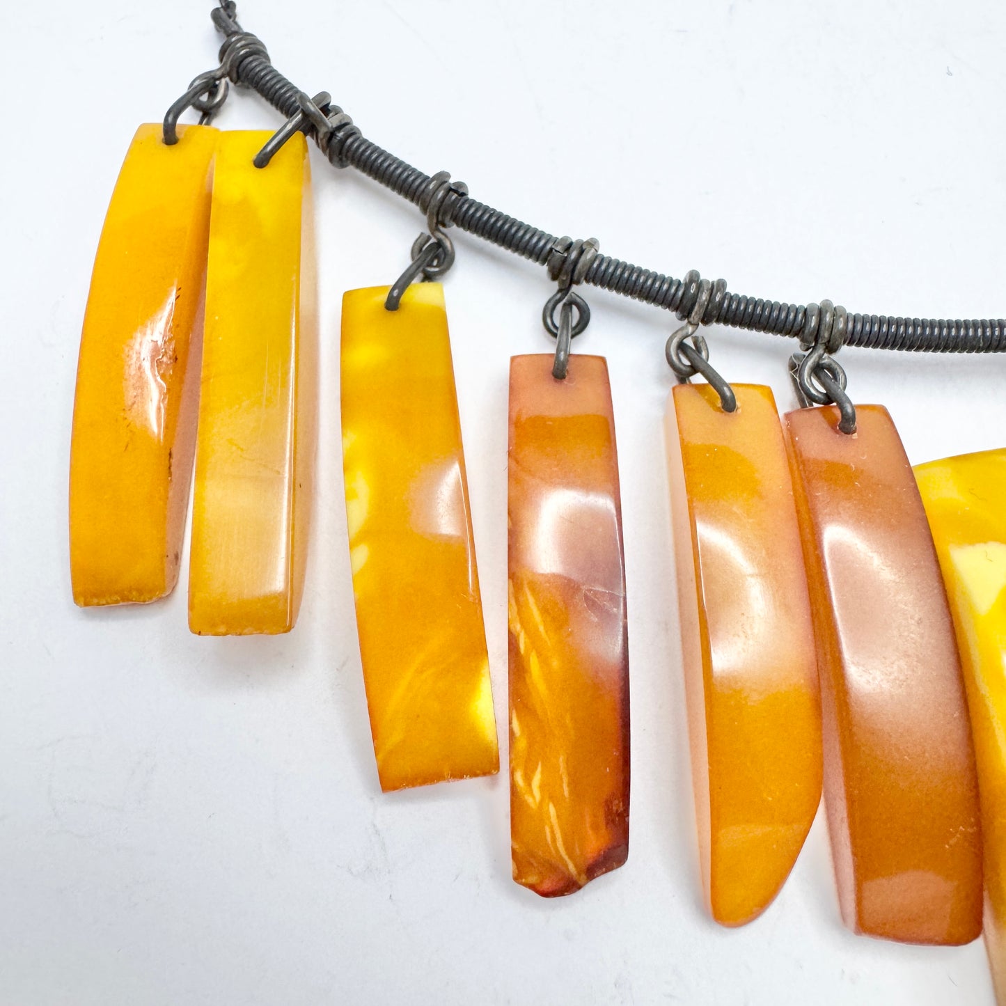 USSR. Vintage 875 Silver Baltic Amber Bib Necklace.