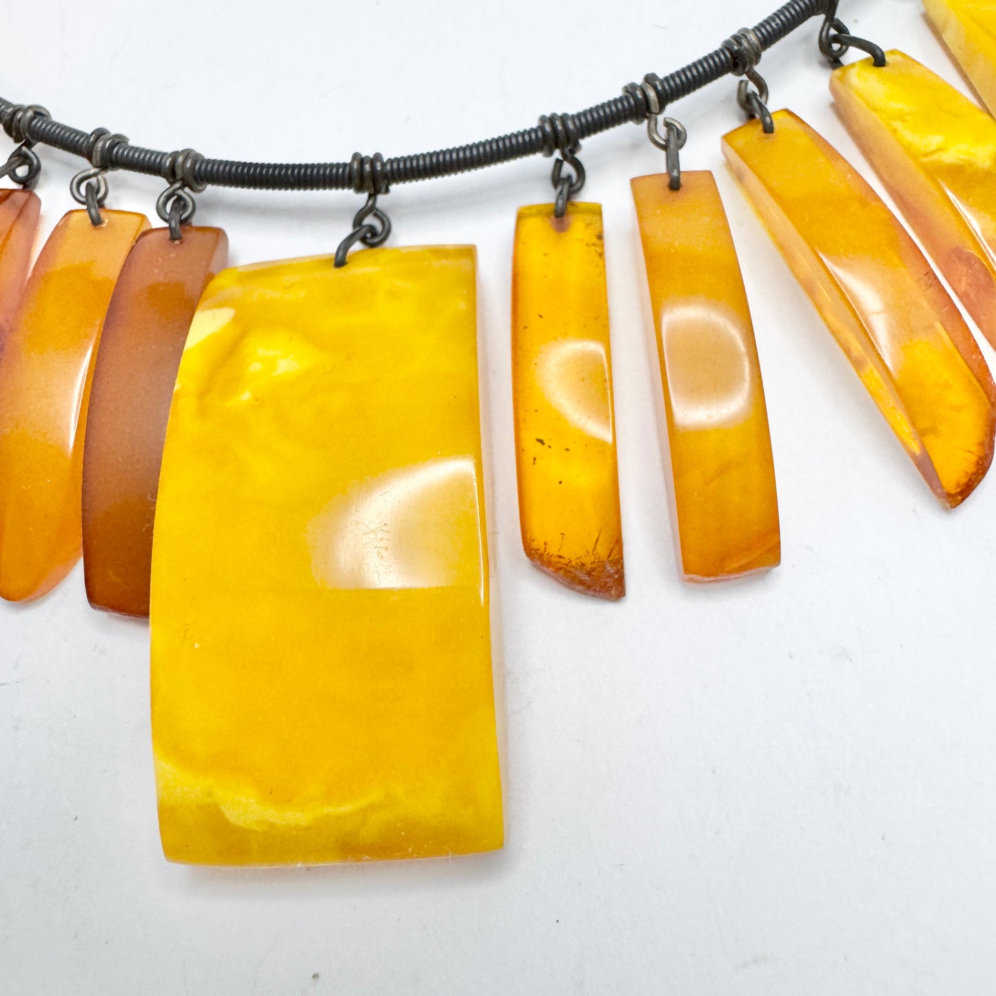 USSR. Vintage 875 Silver Baltic Amber Bib Necklace.