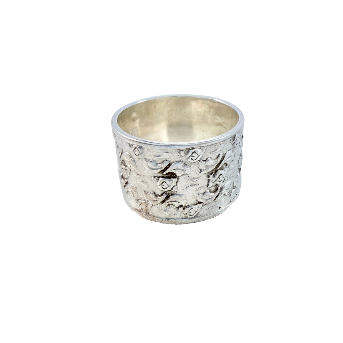 Victor Janson, Sweden 1955. Vintage Sterling Silver Flower Band Ring.