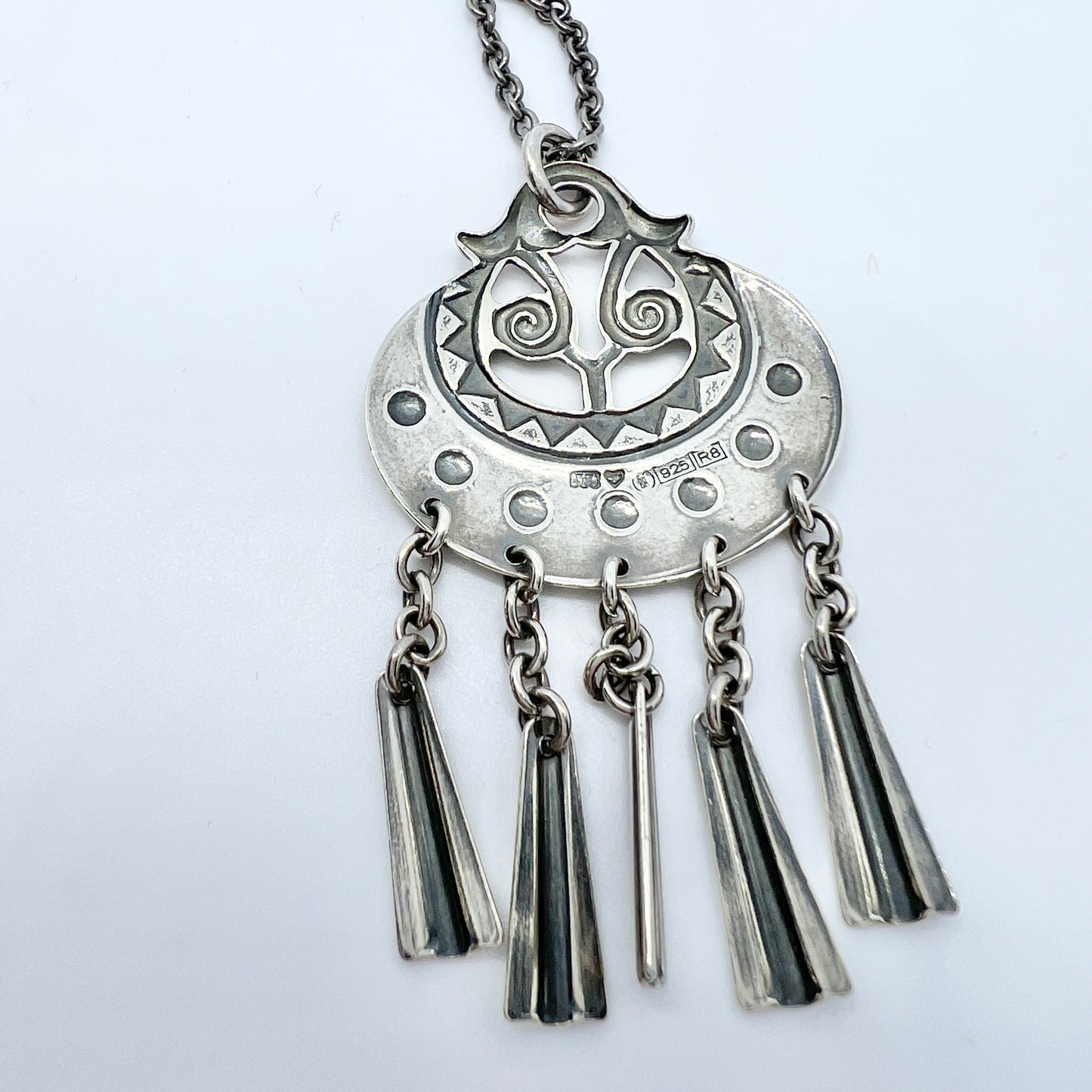 Kalevala koru, Finland 1994. Vintage Sterling Silver Pendant Necklace. Design: Moon Goddess.