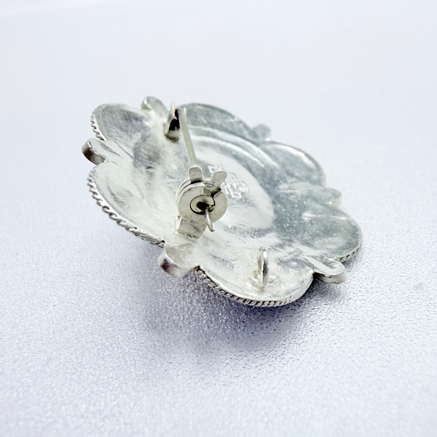 Israel. Vintage Sterling 935 Silver Amber Brooch Pendant.