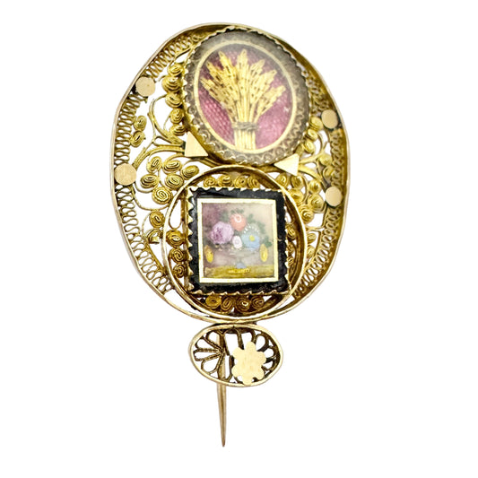 Axel Gabriel Estberg, Sweden ca 1830. Antique Empire 18k Gold Brooch,