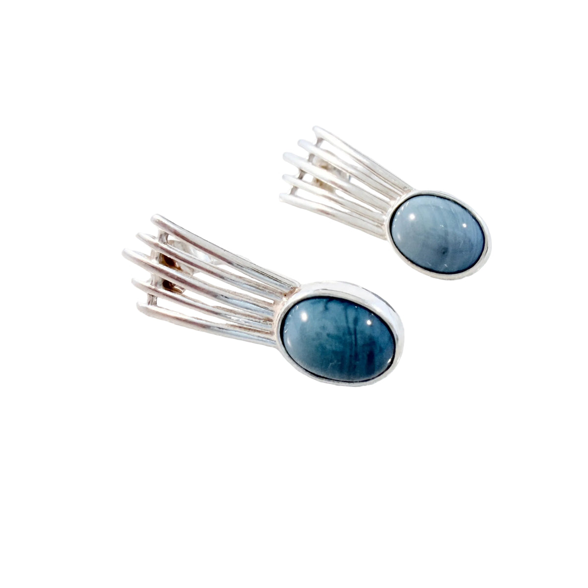 O Nordström, Sweden ca 1960s. Sterling Silver Bergslagen-stone Earrings.