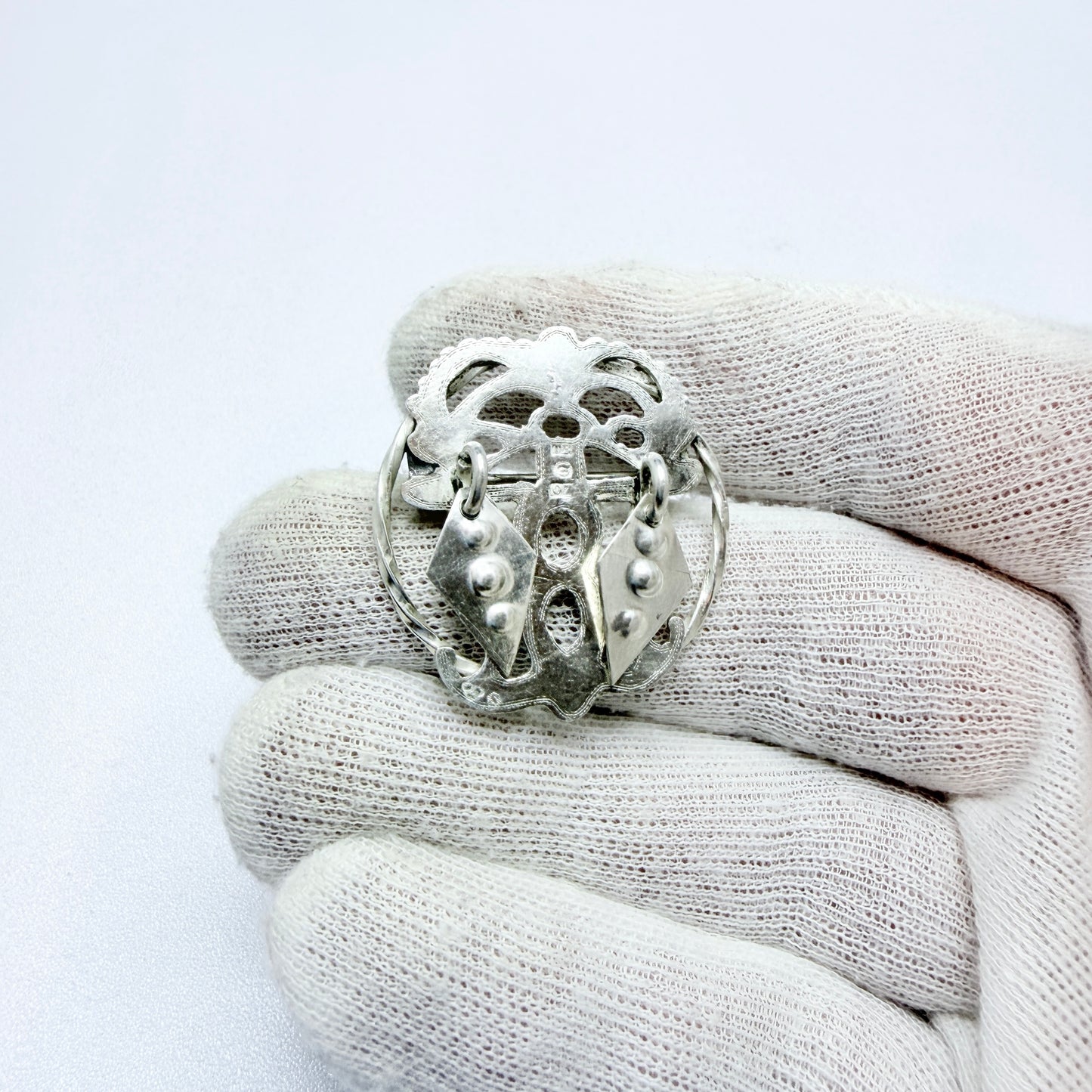 Tycho Brandt, Sweden 1916. Antique Silver Sami / Laplander Brooch.