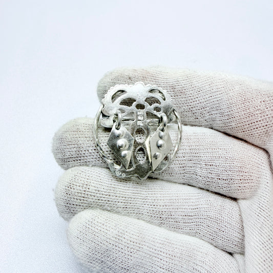 Tycho Brandt, Sweden 1916. Antique Silver Sami / Laplander Brooch.