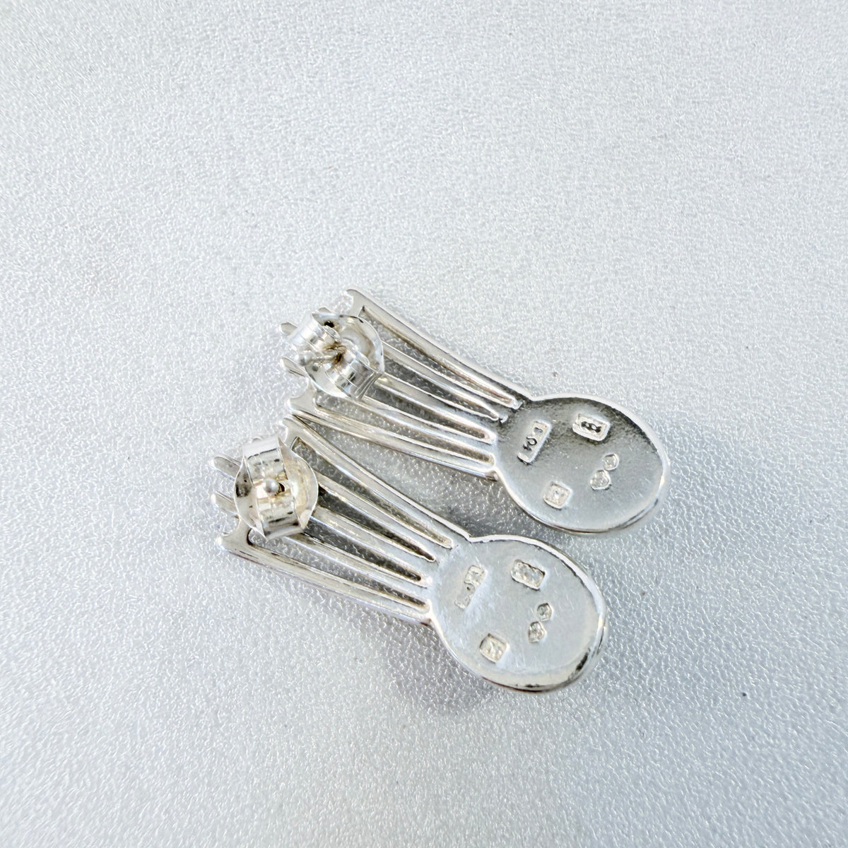 O Nordström, Sweden ca 1960s. Sterling Silver Bergslagen-stone Earrings.